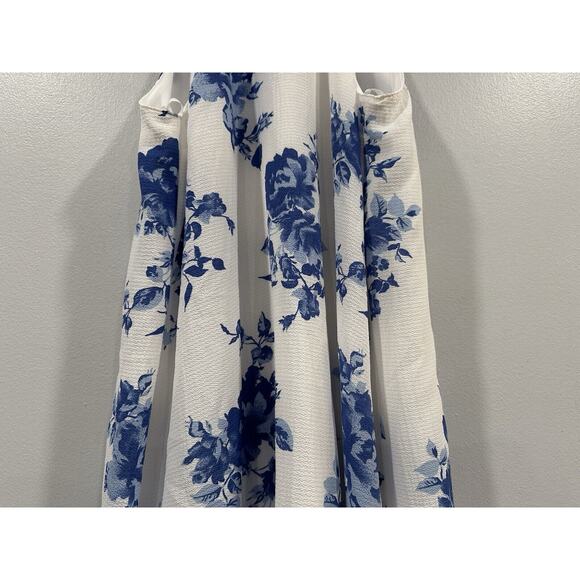 Lulus Darling Dearest Blue And White Floral Print Swing Dress Small S - Picture 3 of 8